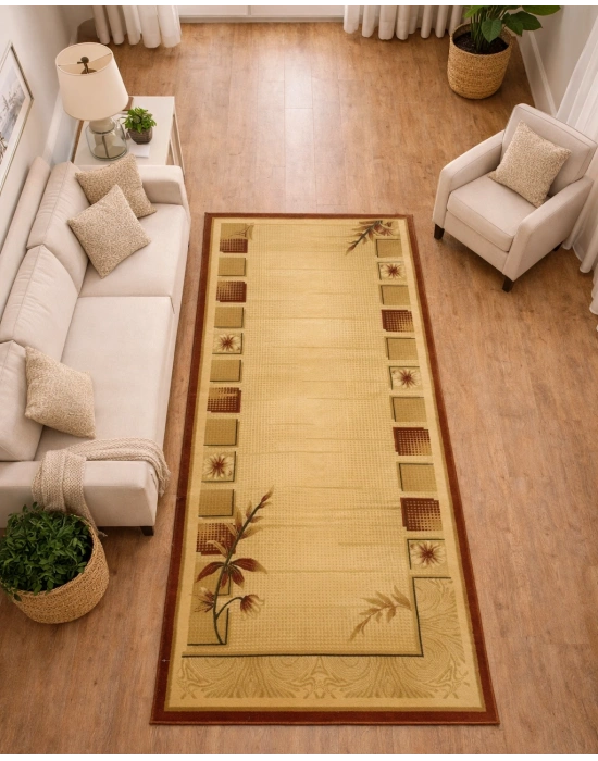 Dinarsu Halı Klasik Serisi %100 Akrilik 100 x 300 Bej Rengi