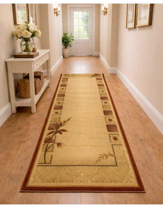 Dinarsu Halı Klasik Serisi %100 Akrilik 100 x 300 Bej Rengi