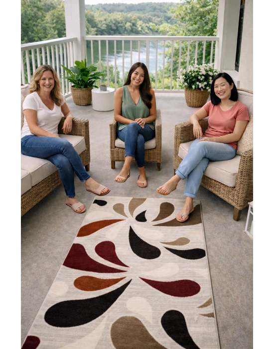 Dinarsu Halı Joy Serisi %100 Akrilik 100 x 200 Beyaz Desenli Halı