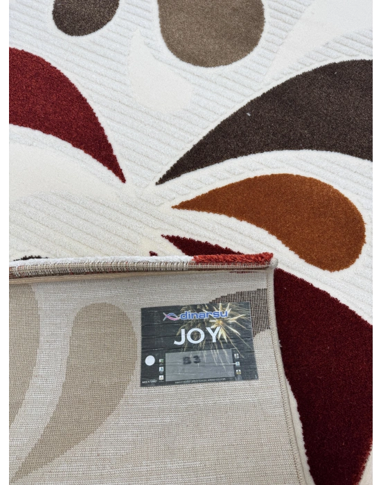 Dinarsu Halı Joy Serisi %100 Akrilik 100 x 200 Beyaz Desenli Halı