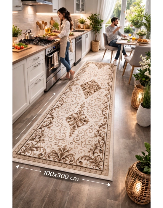 Padişah Halı Nepal Serisi %100 Akrilik 100 x 300 Bej Renk Seri Sonu Halı