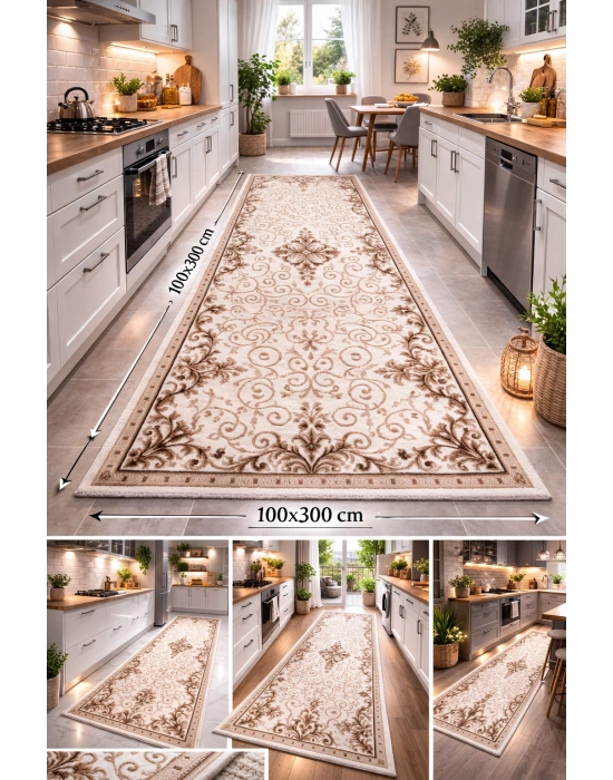 Padişah Halı Nepal Serisi %100 Akrilik 100 x 300 Bej Renk Seri Sonu Halı