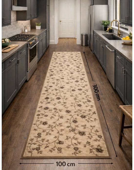 Padişah Halı Taç Serisi %100 Akrilik 100 x 300 Bej