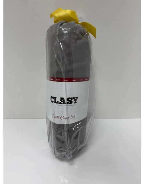 Clasy Ranforce Lastikli Çarşaf Seti Çift Kişilik Gri ÇKLÇ-240 %100 Pamuk