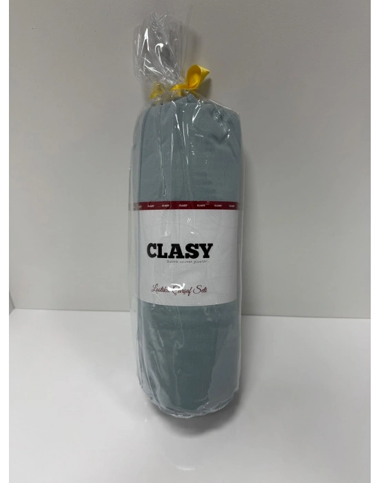 Clasy Ranforce Lastikli Çarşaf Seti Çift Kişilik Buz Mavisi ÇKLÇ-242 %100 Pamuk