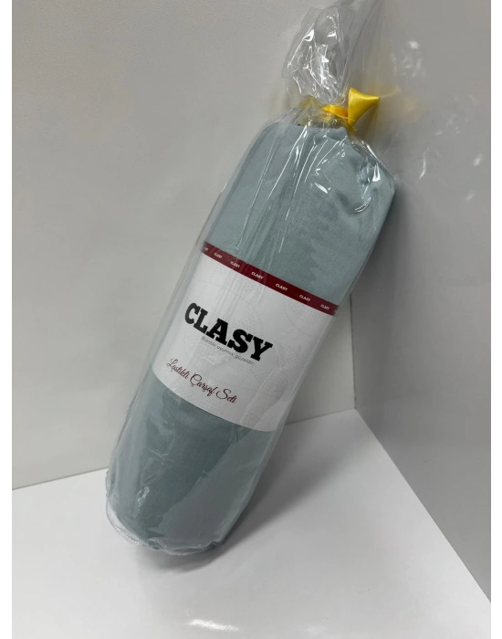Clasy Ranforce Lastikli Çarşaf Seti Çift Kişilik Buz Mavisi ÇKLÇ-242 %100 Pamuk