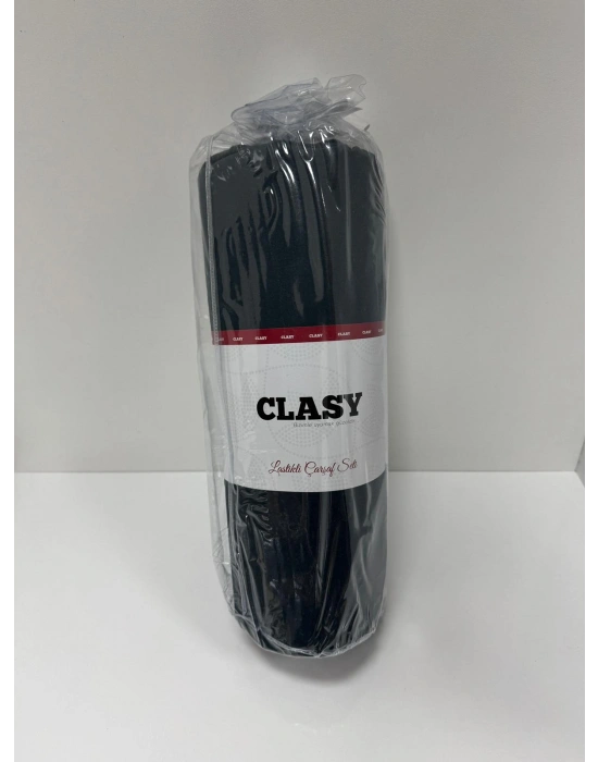 Clasy Ranforce Lastikli Çarşaf Seti Çift Kişilik Koyu Gri ÇKLÇ-244 %100 Pamuk