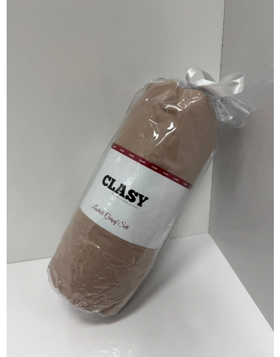 Clasy Ranforce Lastikli Çarşaf Seti Çift Kişilik Bej-Açık Kahverengi ÇKLÇ-247 %100 Pamuk