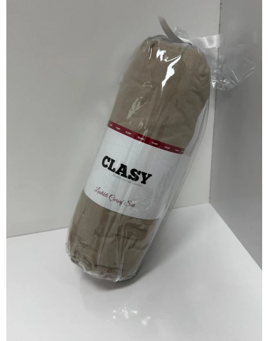 Clasy Ranforce Lastikli Çarşaf Seti Çift Kişilik Sütlü Kahve ÇKLÇ-250 %100 Pamuk