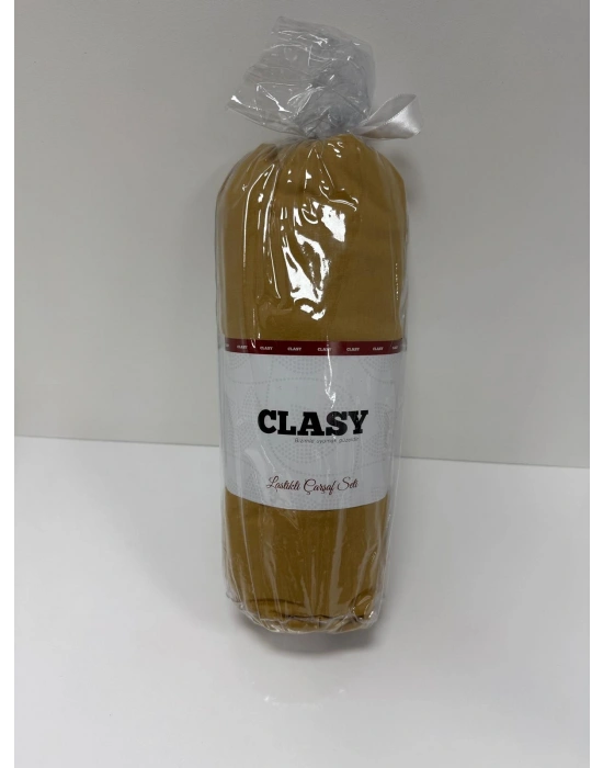 Clasy Ranforce Lastikli Çarşaf Seti Çift Kişilik Hardal ÇKLÇ-251 %100 Pamuk