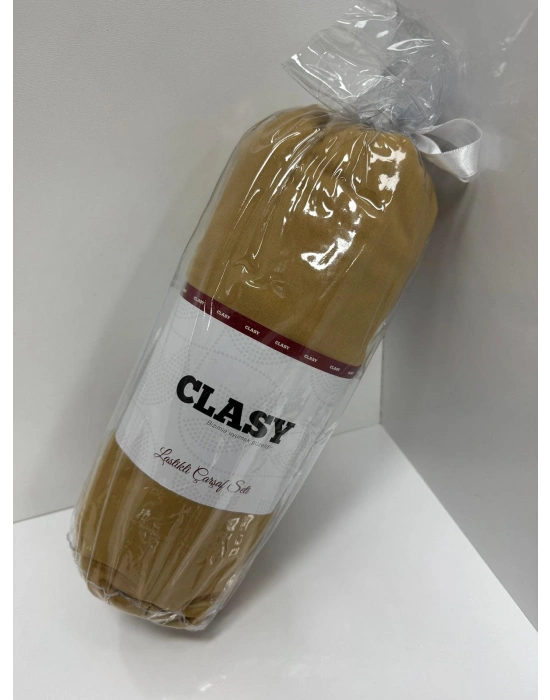 Clasy Ranforce Lastikli Çarşaf Seti Çift Kişilik Hardal ÇKLÇ-251 %100 Pamuk