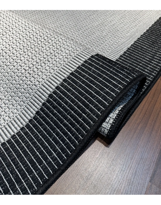 Mess Modern Dekoratif Yumuşak Dokulu Sisal Halı 3945 Gri Siyah