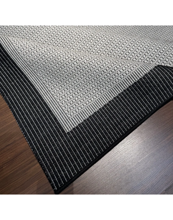 Mess Modern Dekoratif Yumuşak Dokulu Sisal Halı 3945 Gri Siyah