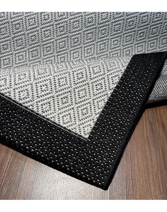 Mess Modern Dekoratif Yumuşak Dokulu Sisal Halı 3946 Gri Siyah