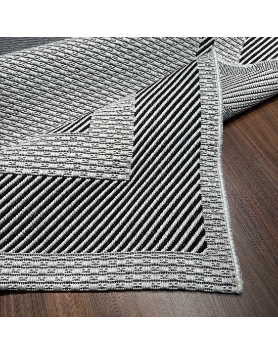 Mess Modern Dekoratif Yumuşak Dokulu Sisal Halı 3948 Gri Siyah