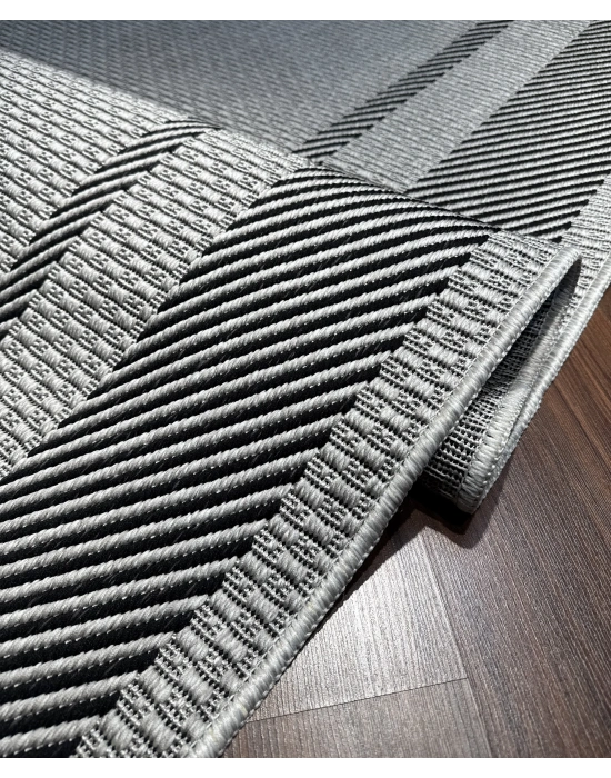 Mess Modern Dekoratif Yumuşak Dokulu Sisal Halı 3948 Gri Siyah