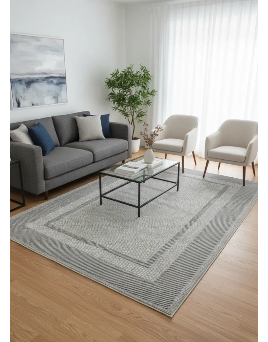 Mess Modern Dekoratif Yumuşak Dokulu Sisal Halı 3948 Gri Antrasit