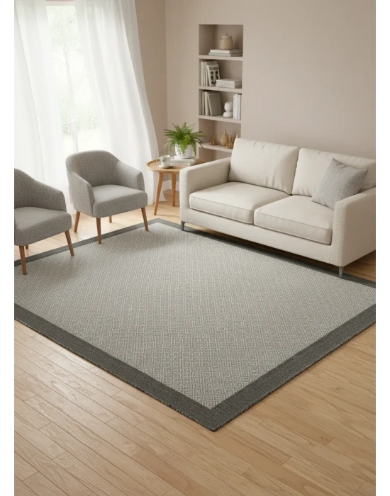 Mess Modern Dekoratif Yumuşak Dokulu Sisal Halı 3946 Gri Antrasit