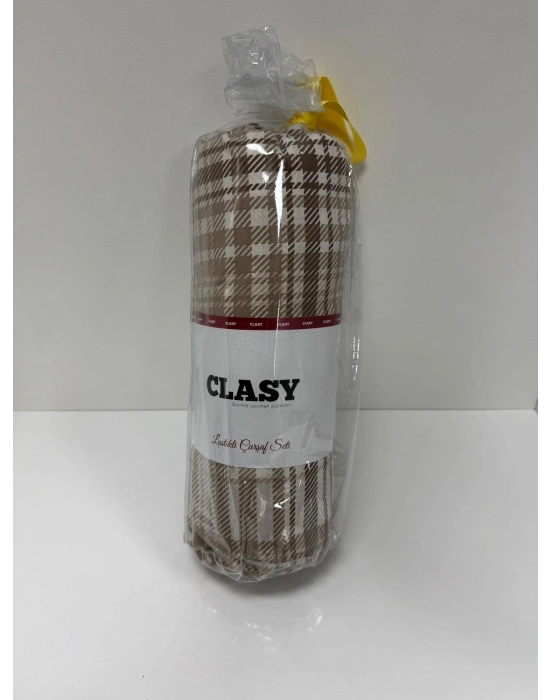 Clasy Ranforce Lastikli Çarşaf Seti Çift Kişilik Kahve ÇKLÇ-258 %100 Pamuk