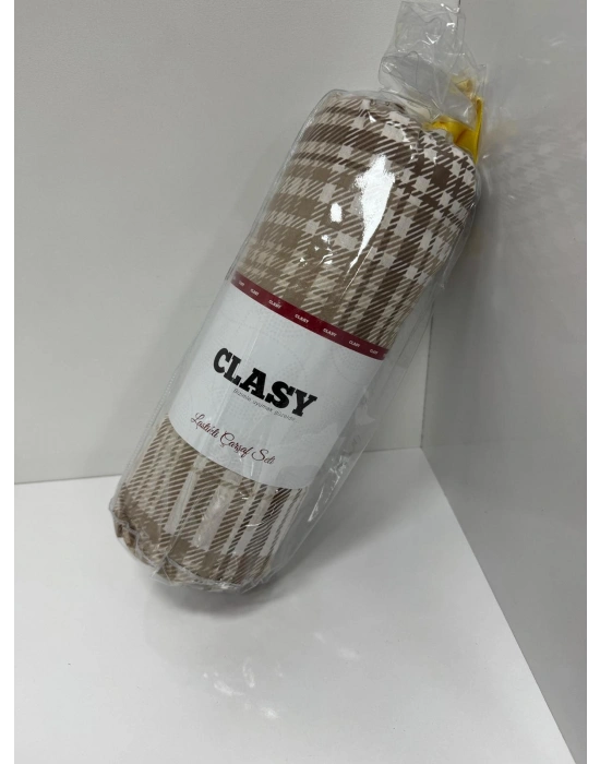 Clasy Ranforce Lastikli Çarşaf Seti Çift Kişilik Kahve ÇKLÇ-258 %100 Pamuk