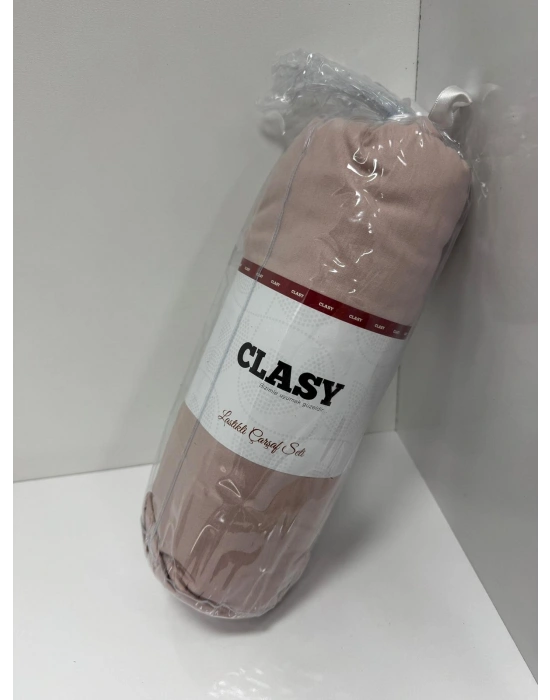 Clasy Ranforce Lastikli Çarşaf Seti Çift Kişilik Gül Kurusu ÇKLÇ-259 %100 Pamuk
