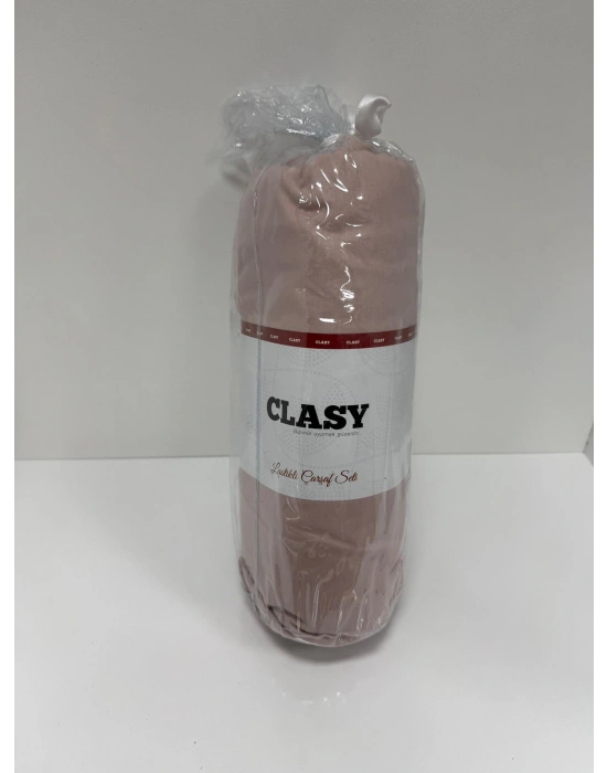Clasy Ranforce Lastikli Çarşaf Seti Çift Kişilik Gül Kurusu ÇKLÇ-259 %100 Pamuk