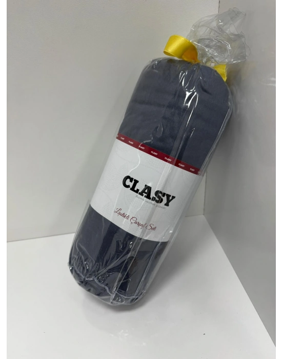 Clasy Ranforce Lastikli Çarşaf Seti Çift Kişilik Koyu Gri-Mavimsi Antrasit ÇKLÇ-260 %100 Pamuk