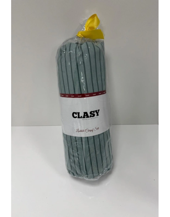 Clasy Ranforce Lastikli Çarşaf Seti Çift Kişilik Sage Yeşili ÇKLÇ-261 %100 Pamuk