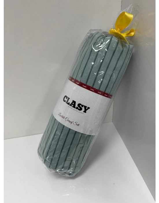 Clasy Ranforce Lastikli Çarşaf Seti Çift Kişilik Sage Yeşili ÇKLÇ-261 %100 Pamuk