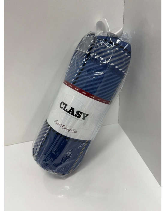 Clasy Ranforce Lastikli Çarşaf Seti Çift Kişilik Çizgili Mavi ÇKLÇ-262 %100 Pamuk