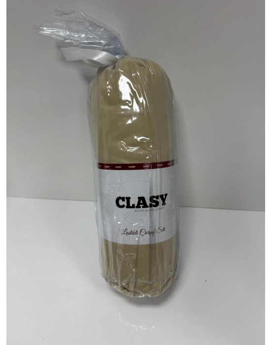 Clasy Ranforce Lastikli Çarşaf Seti Çift Kişilik Bej-Sarı ÇKLÇ-264 %100 Pamuk
