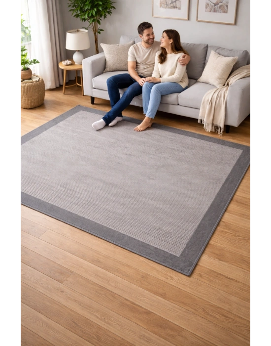 Mess Modern Dekoratif Yumuşak Dokulu Sisal Halı 3933 Gri Antrasit
