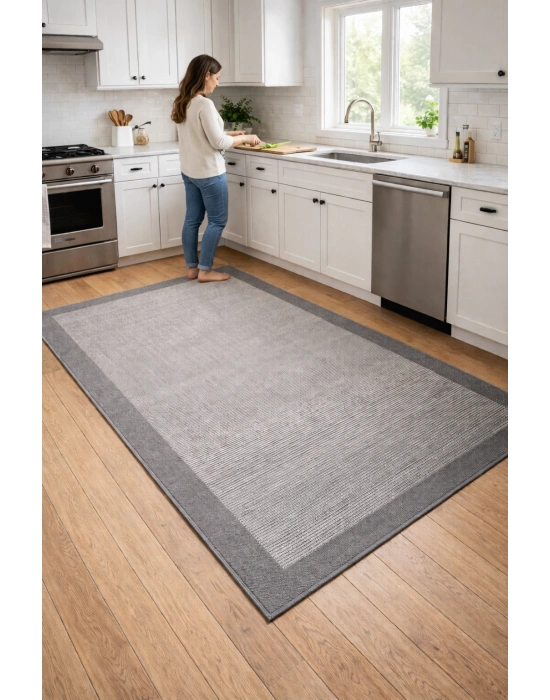 Mess Modern Dekoratif Yumuşak Dokulu Sisal Halı 3933 Gri Antrasit