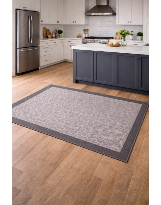 Mess Modern Dekoratif Yumuşak Dokulu Sisal Halı 3939 Antrasit Siyah