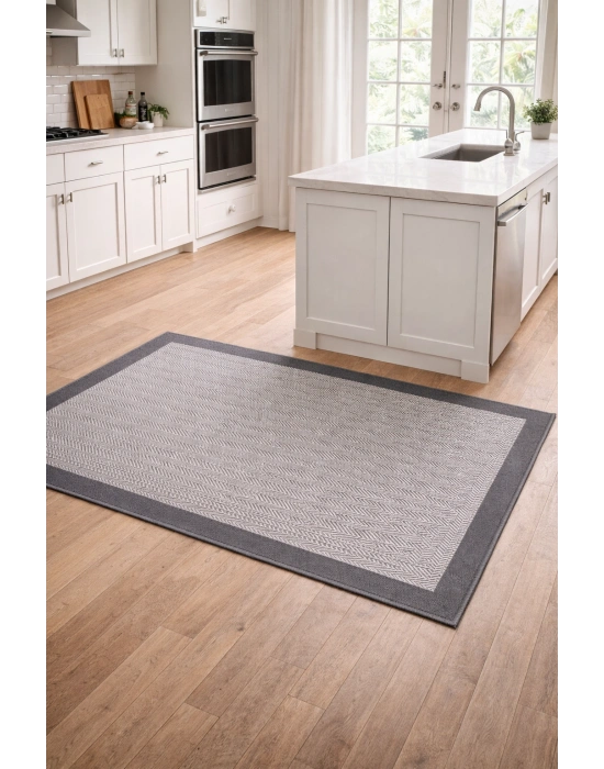 Mess Modern Dekoratif Yumuşak Dokulu Sisal Halı 3939 Antrasit Siyah