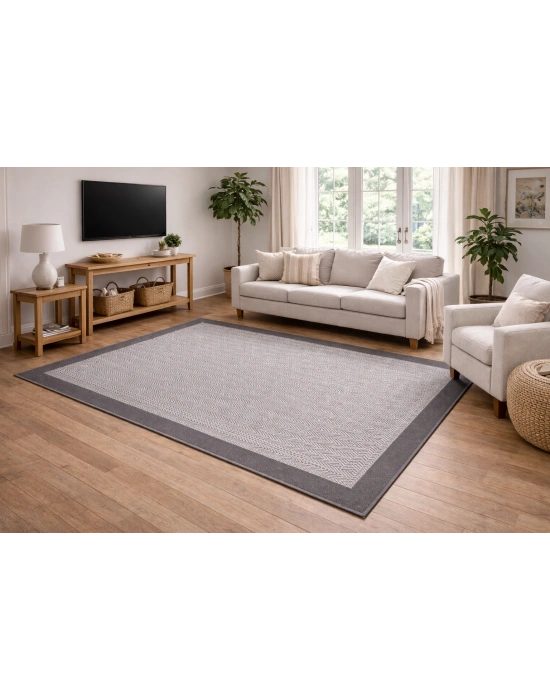 Mess Modern Dekoratif Yumuşak Dokulu Sisal Halı 3939 Antrasit Siyah