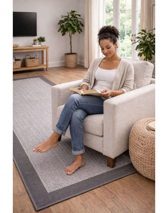 Mess Modern Dekoratif Yumuşak Dokulu Sisal Halı 3939 Antrasit Siyah