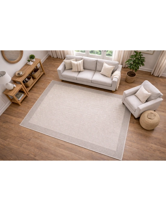 Mess Modern Dekoratif Yumuşak Dokulu Sisal Halı 3933 Krem Vizon