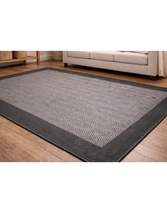 Mess Modern Dekoratif Yumuşak Dokulu Sisal Halı 3939 Gri Antrasit