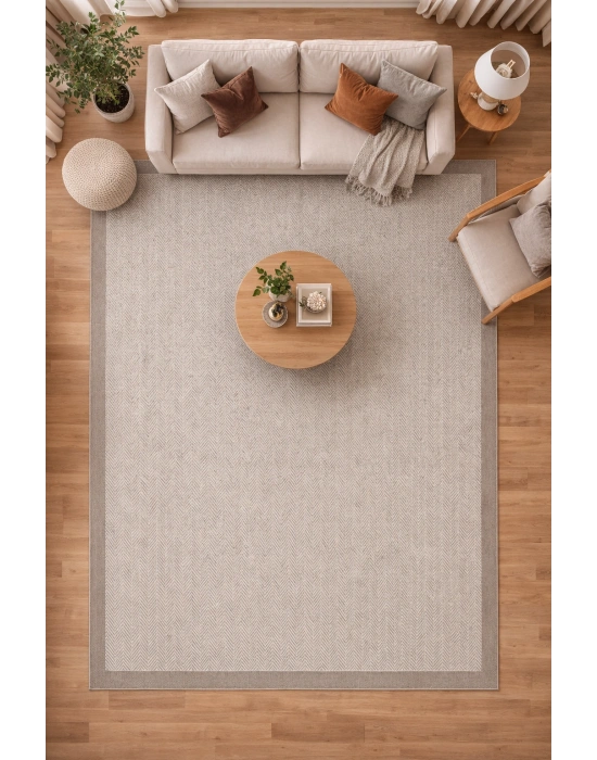 Mess Modern Dekoratif Yumuşak Dokulu Sisal Halı 3939 Krem Vizon