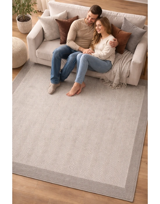Mess Modern Dekoratif Yumuşak Dokulu Sisal Halı 3939 Krem Vizon