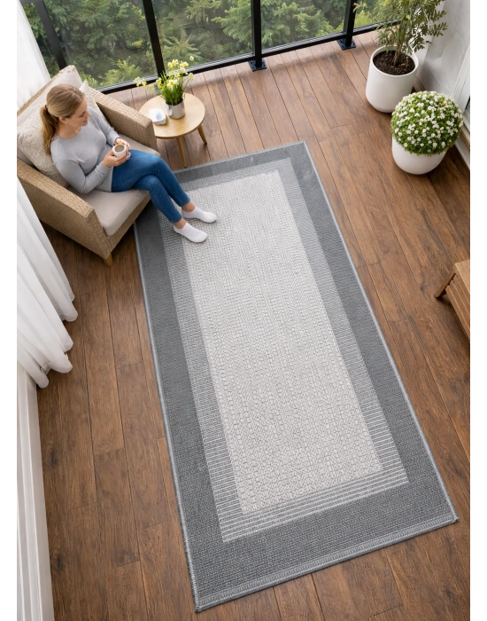 Mess Modern Dekoratif Yumuşak Dokulu Sisal Halı 3945 Gri Antrasit