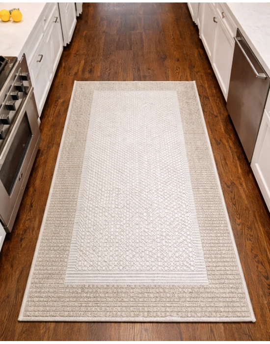 Mess Modern Dekoratif Yumuşak Dokulu Sisal Halı 3945 Krem Vizon