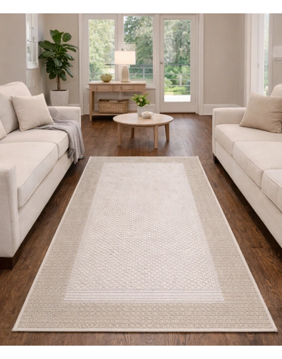 Mess Modern Dekoratif Yumuşak Dokulu Sisal Halı 3945 Krem Vizon