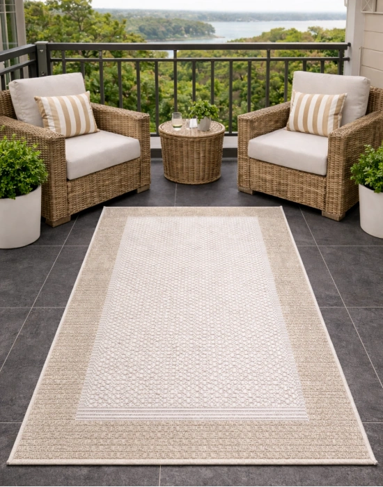 Mess Modern Dekoratif Yumuşak Dokulu Sisal Halı 3945 Krem Vizon