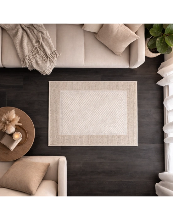 Mess Modern Dekoratif Yumuşak Dokulu Sisal Halı 3945 Krem Vizon