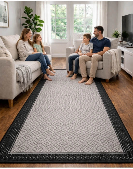 Mess Modern Dekoratif Yumuşak Dokulu Sisal Halı 3946 Antrasit Siyah