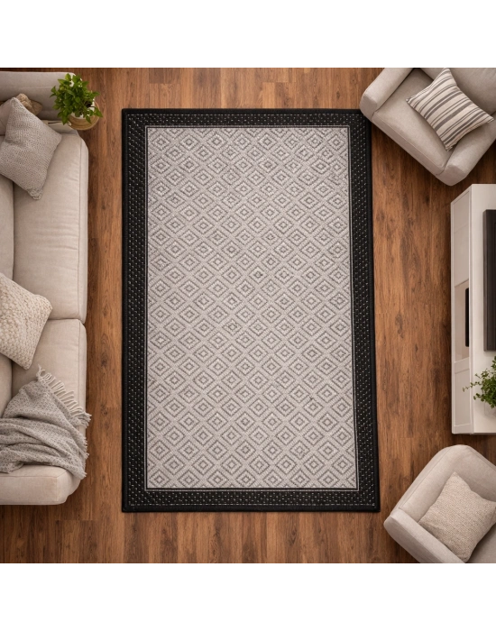 Mess Modern Dekoratif Yumuşak Dokulu Sisal Halı 3946 Antrasit Siyah