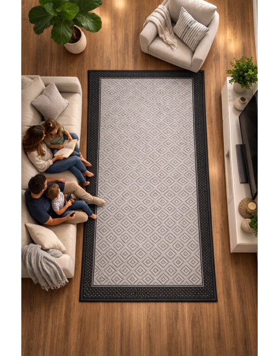 Mess Modern Dekoratif Yumuşak Dokulu Sisal Halı 3946 Antrasit Siyah