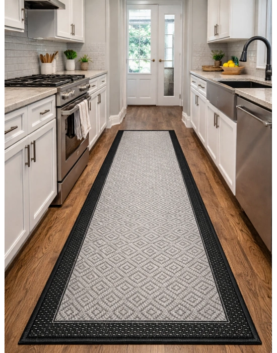 Mess Modern Dekoratif Yumuşak Dokulu Sisal Halı 3946 Antrasit Siyah